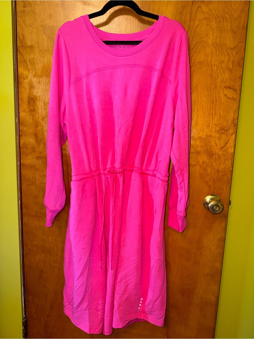 Lane Bryant Women’s Hot Pink Long Sleeve Drawstring Waist Dress